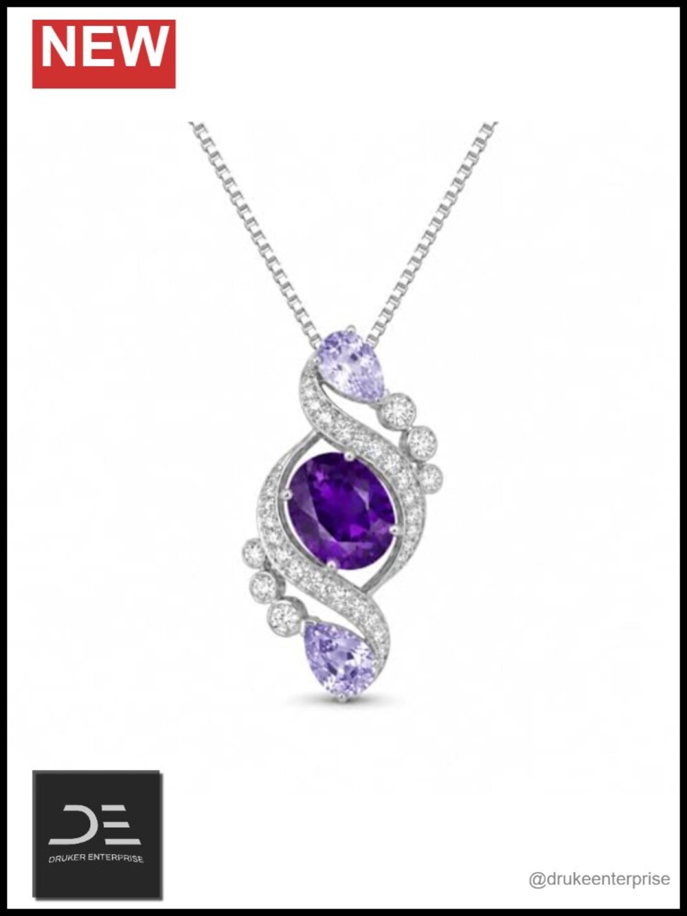 Handmade White Gold Plated Copper Birthstone Necklace Pendant